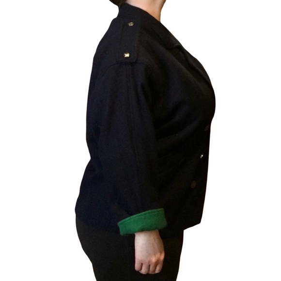 Vintage Unique Navy Blue Wool Peacoat, Utex Nautical Epaulet Double Breasted, XL - Picture 3 of 16